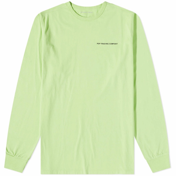 Photo: Pop Trading Company Men's Long Sleeve Logo T-Shirt in Jade Lime