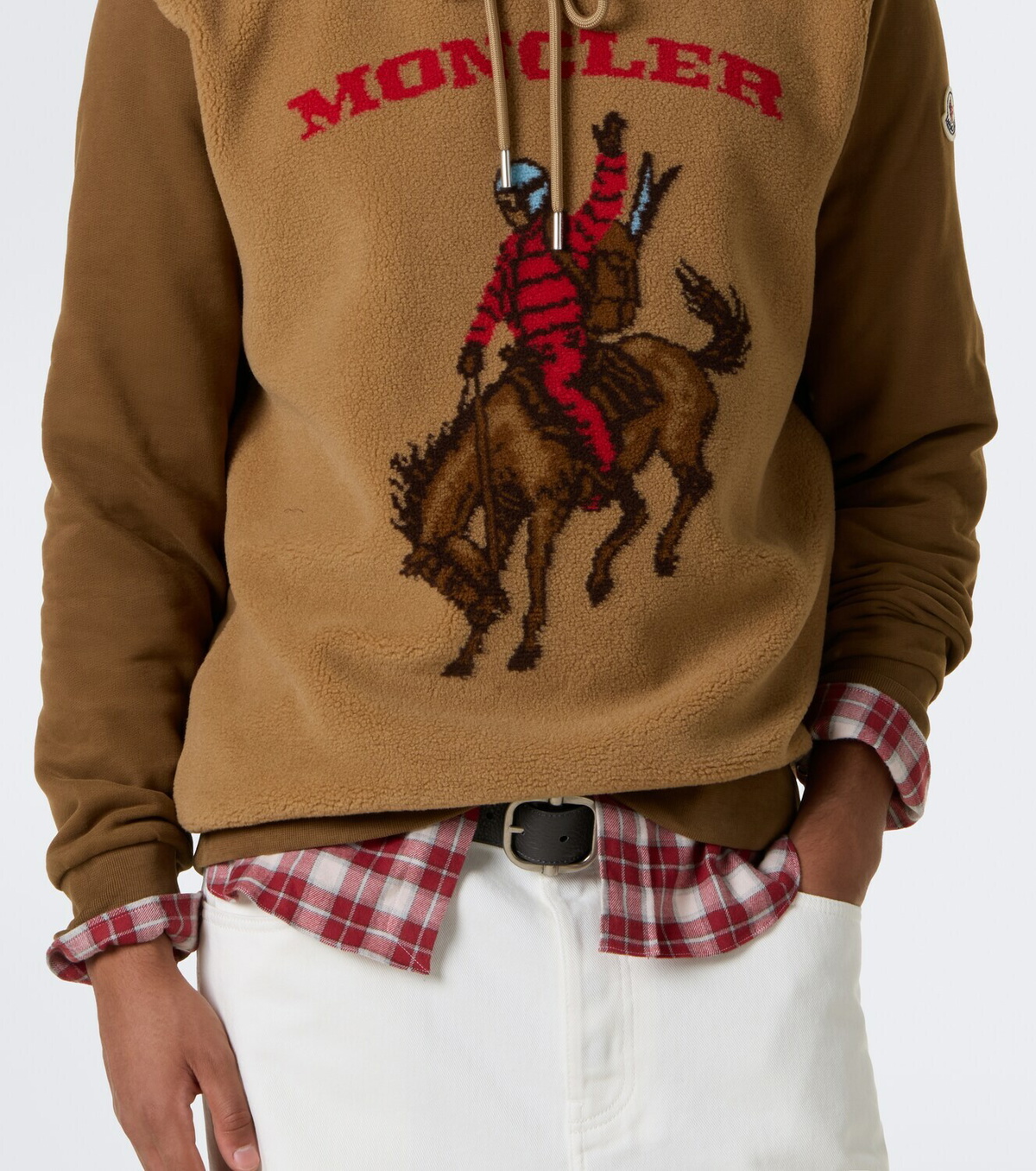 Moncler Printed fleece and cotton hoodie