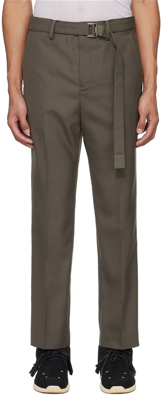 Photo: sacai Taupe Belted Trousers