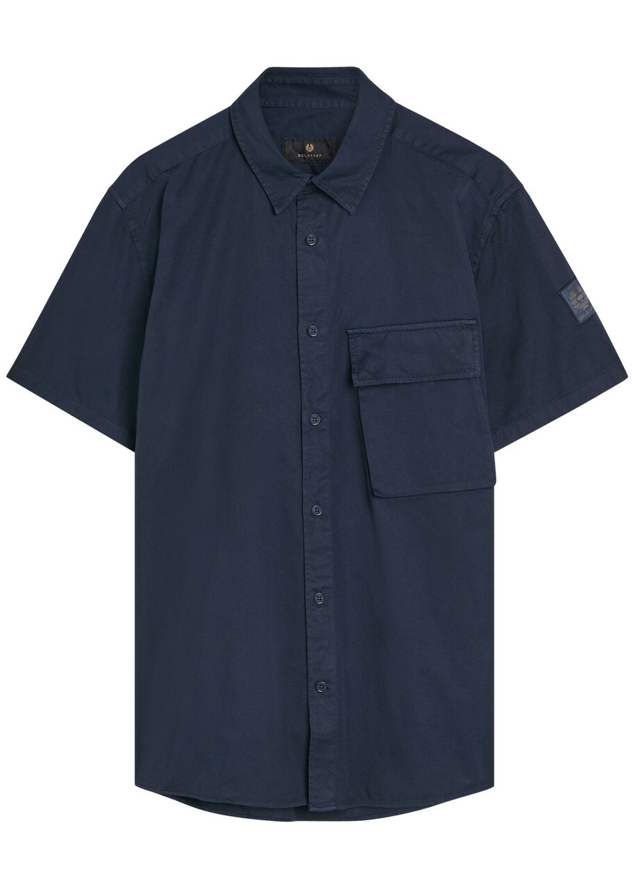 Belstaff Scale Short Sleeve Cotton Shirt Navy