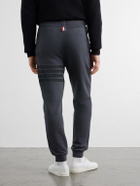 Thom Browne - Tapered 4-Bar Detailed Cotton-Jersey Drawstring Sweatpants - Gray