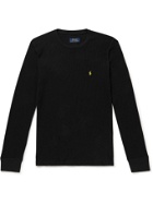 Polo Ralph Lauren - Slim-Fit Logo-Embroidered Waffle Cotton-Blend T-Shirt - Black