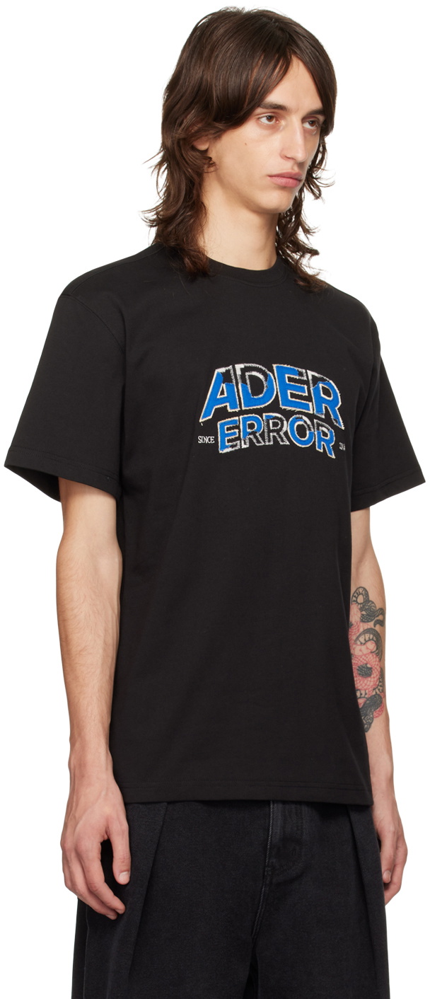 ADER error Black Flocked Logo T-shirt ADER error
