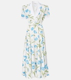 Rodarte Belted floral silk twill midi dress