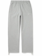 Nike - Straight-Leg Logo-Embroidered Cotton-Blend Jersey Sweatpants - Gray