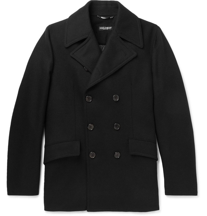 Photo: Dolce & Gabbana - Stretch Virgin Wool-Blend Peacoat - Black