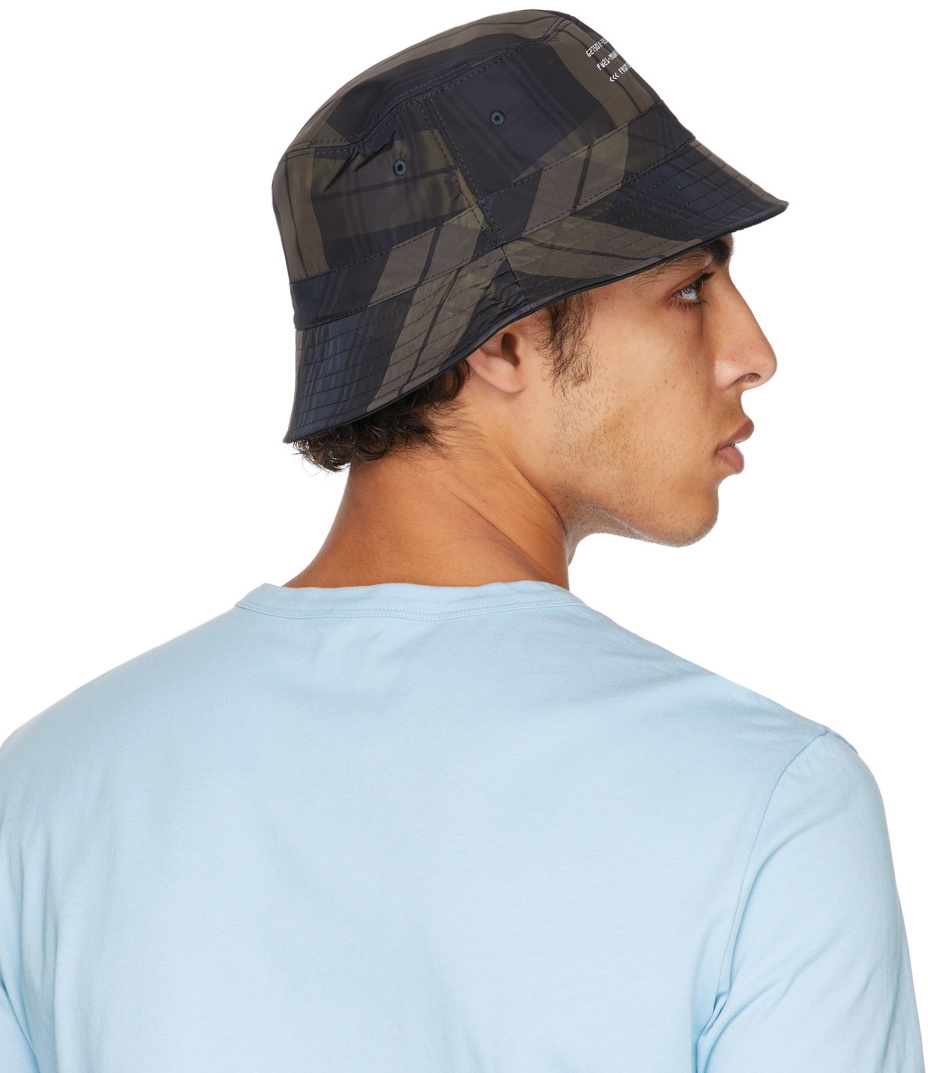 Moncler Genius 7 Moncler FRGMT Hiroshi Fujiwara Reversible Brown & Blue  Check Bucket Hat