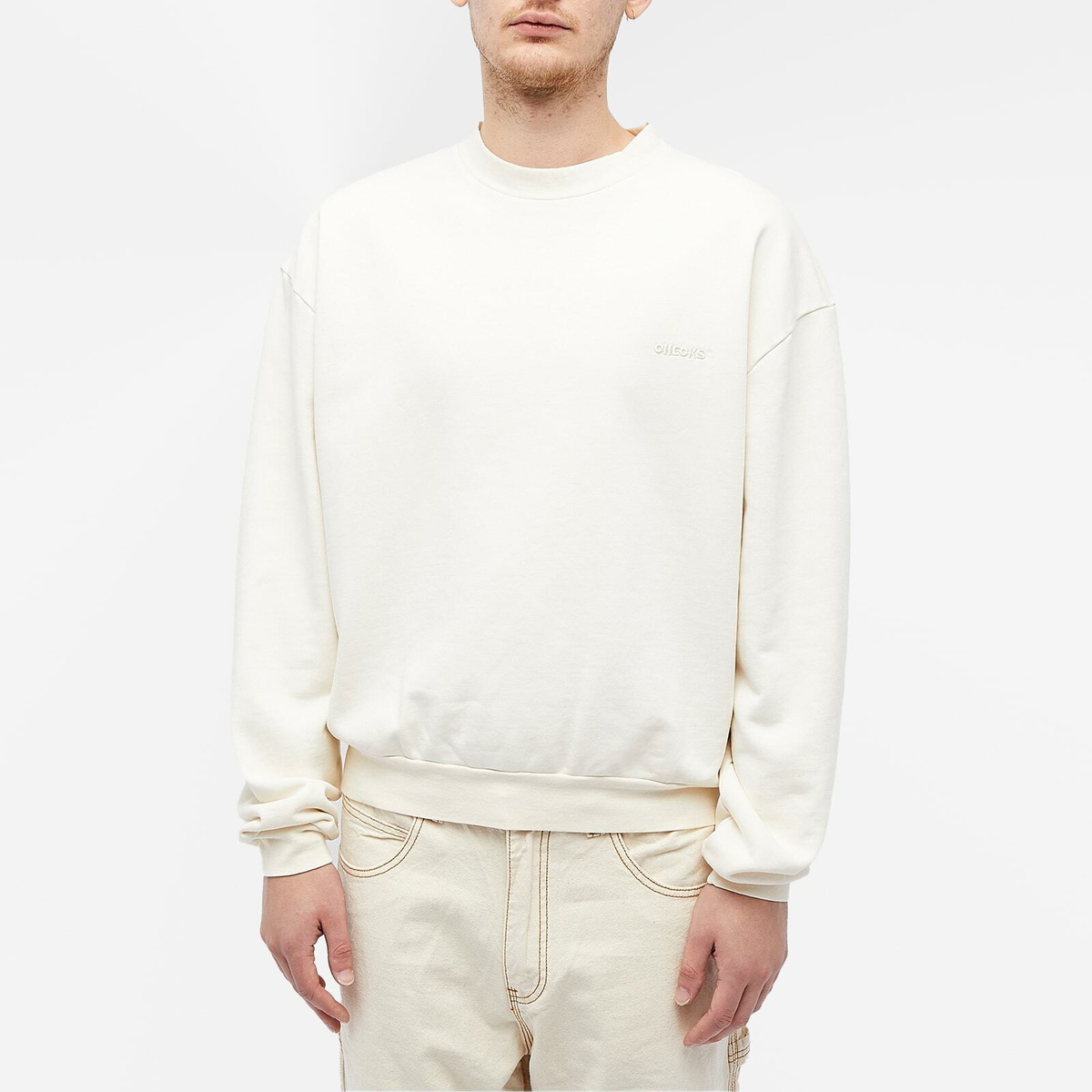 Checks Downtown Men's Overdyed Crew Sweat in Ecru