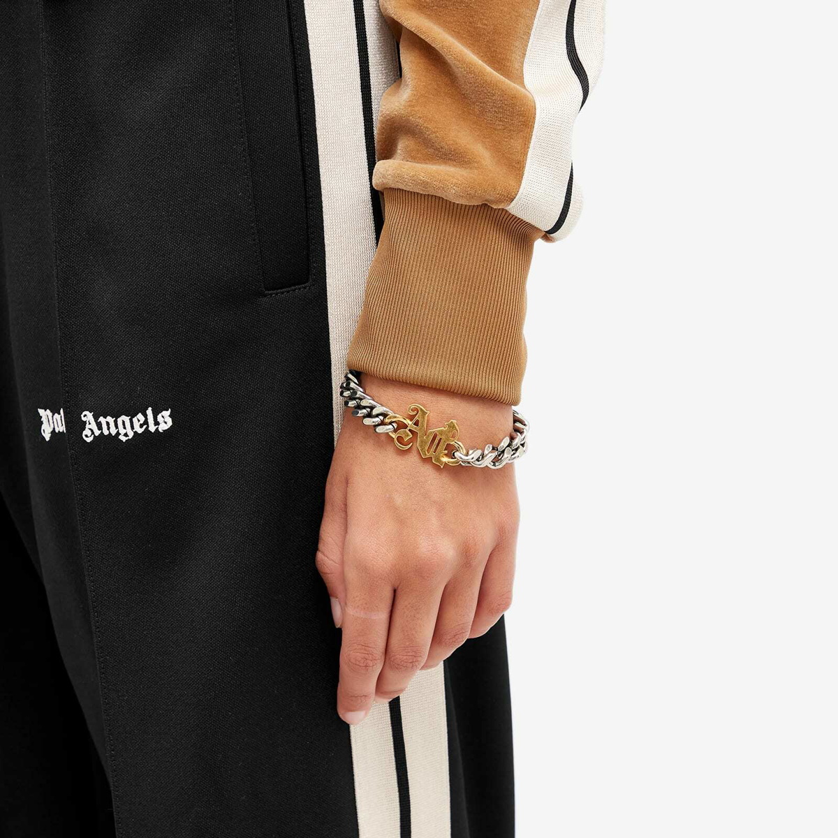 Palm Angels Monogram Chain Bracelet In Silver/gold in Metallic for
