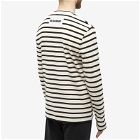 Jil Sander Men's Plus Long Sleeve Striped Back Logo T-Shirt in Open Grey