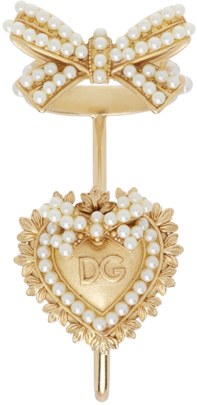 Dolce & Gabbana Gold Sacred Heart 'DG' Crossed Logo Finger Ring Dolce &  Gabbana