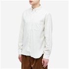 Beams Plus Men's Button Down Solid Flannel Shirt in Off White
