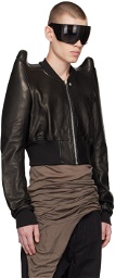 Rick Owens Black Tec Leather Bomber Jacket