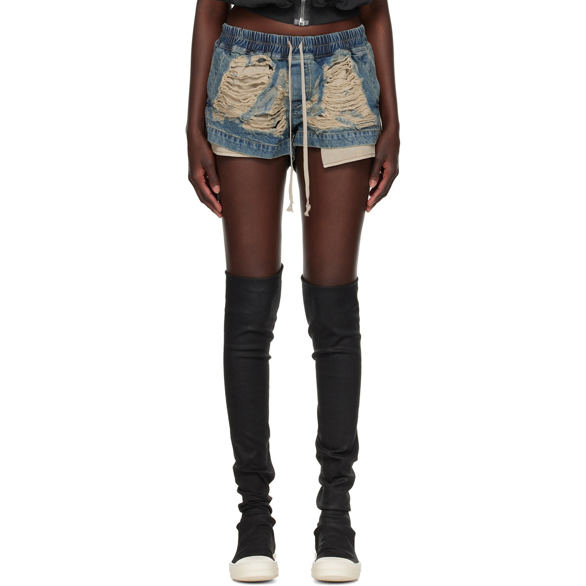 Rick Owens DRKSHDW Blue Tower Fog Boxers Denim Shorts
