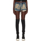 Rick Owens DRKSHDW Blue Tower Fog Boxers Denim Shorts
