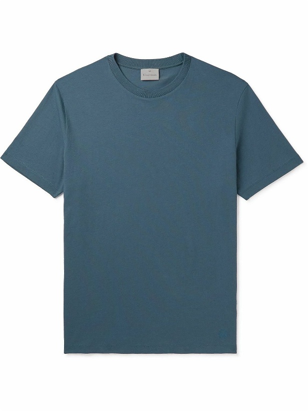 Photo: Kingsman - Logo-Embroidered Pima Cotton-Jersey T-Shirt - Blue