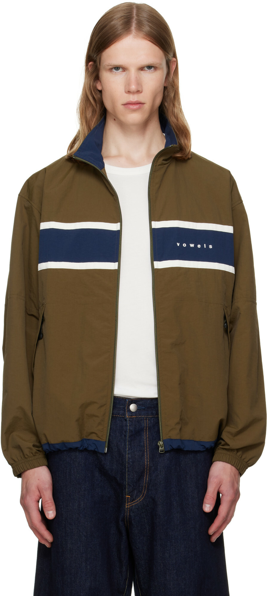 vowels Green Paneled Nylon Jacket