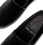 Mulo - Leather-Trimmed Velvet Slippers - Black