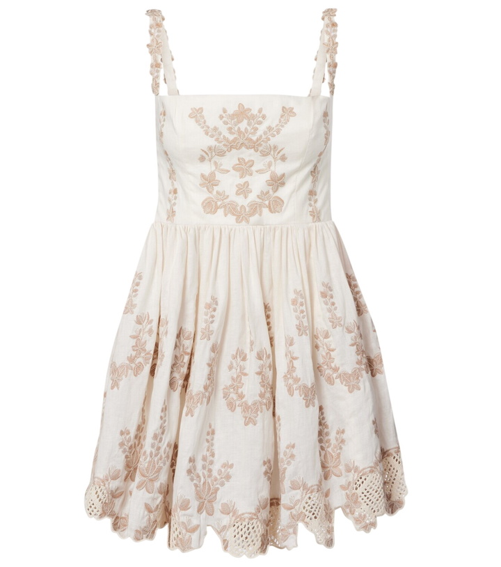 Photo: Agua by Agua Bendita Mielero embroidered linen minidress