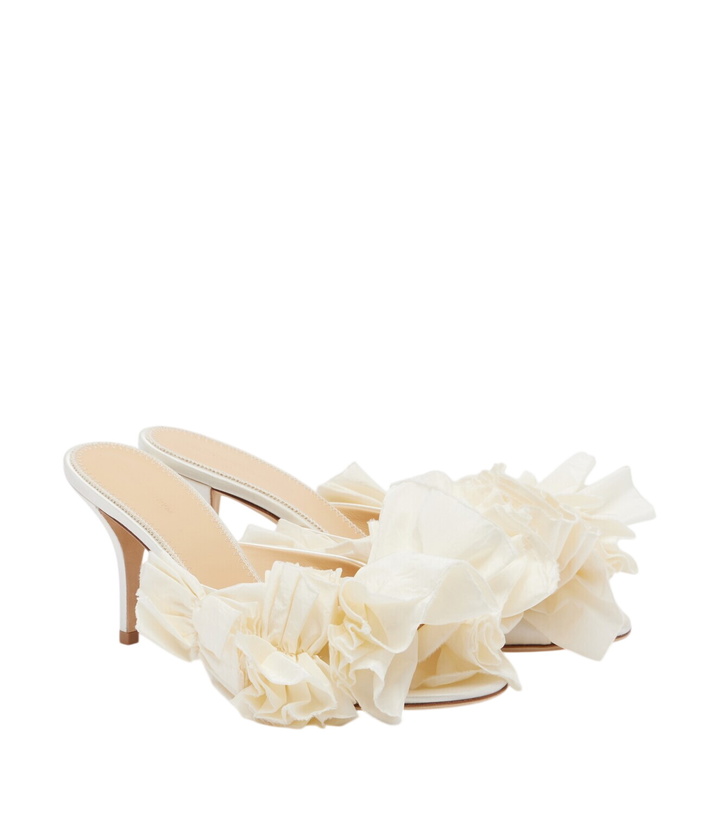 Photo: Magda Butrym Floral-appliqué satin mules