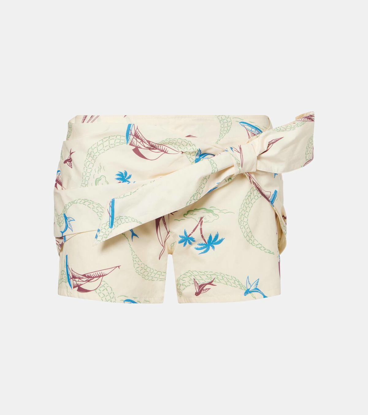 Rabanne Layered printed cotton shorts