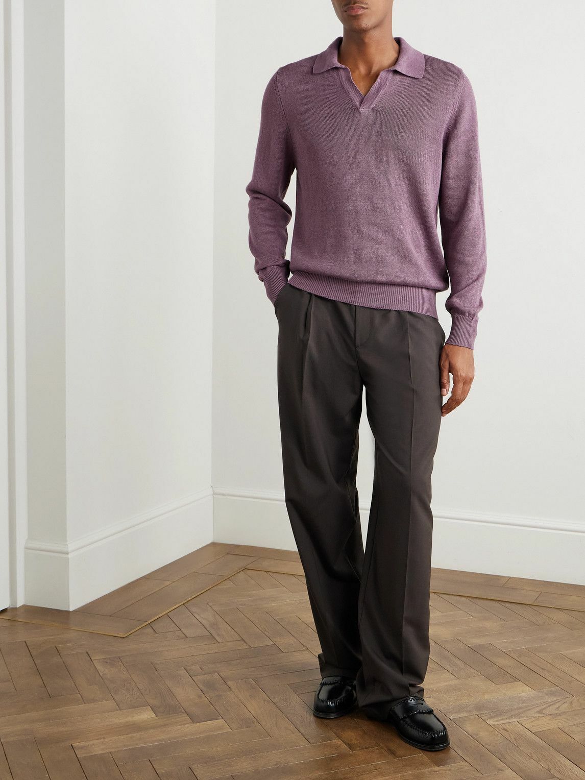 De Bonne Facture - Linen and Cotton-Blend Polo Shirt - Purple