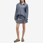 Deiji Studios Women's Placket Skirt in Blue Pinstripe