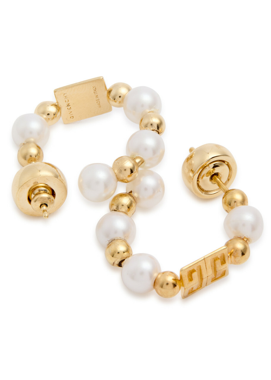 Givenchy 4G Faux Pearl-embellished Hoop Earrings - Gold - One Size