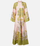 La DoubleJ Magnifico floral silk twill maxi dress