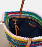 Miu Miu Leather-trimmed crochet cotton tote bag
