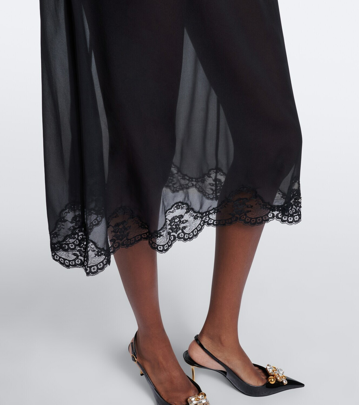 Dolce&Gabbana Lace-trimmed silk-blend midi dress