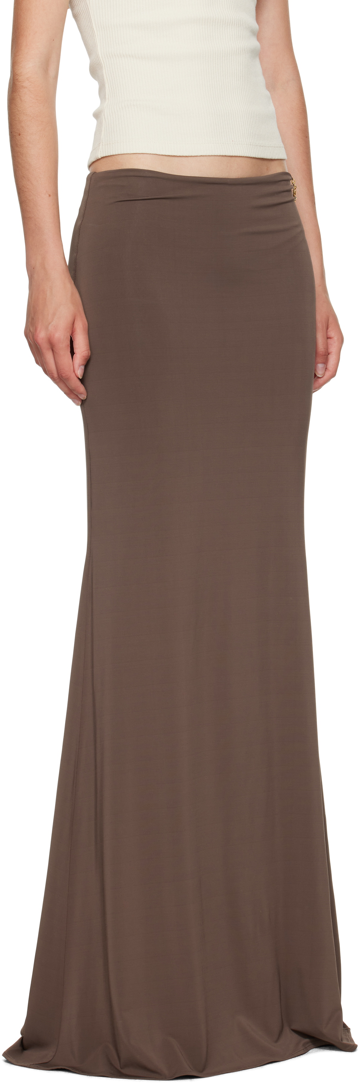AMIRI Brown Logo Chain Maxi Skirt