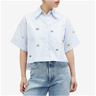 Kenzo Paris Women's Kenzo Fruit Stickers Cropped Shirt in Sky Blue