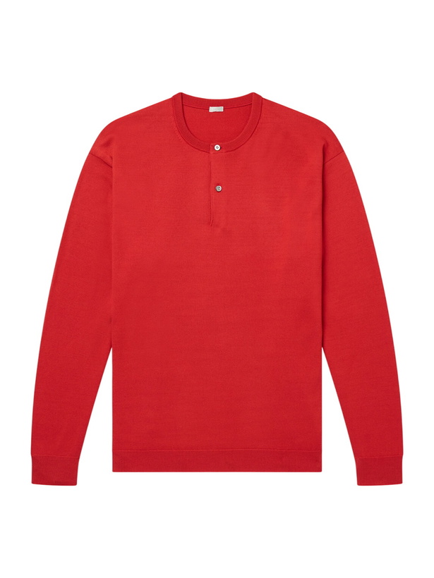 Photo: A.PRESSE - Wool Henley Sweater - Red