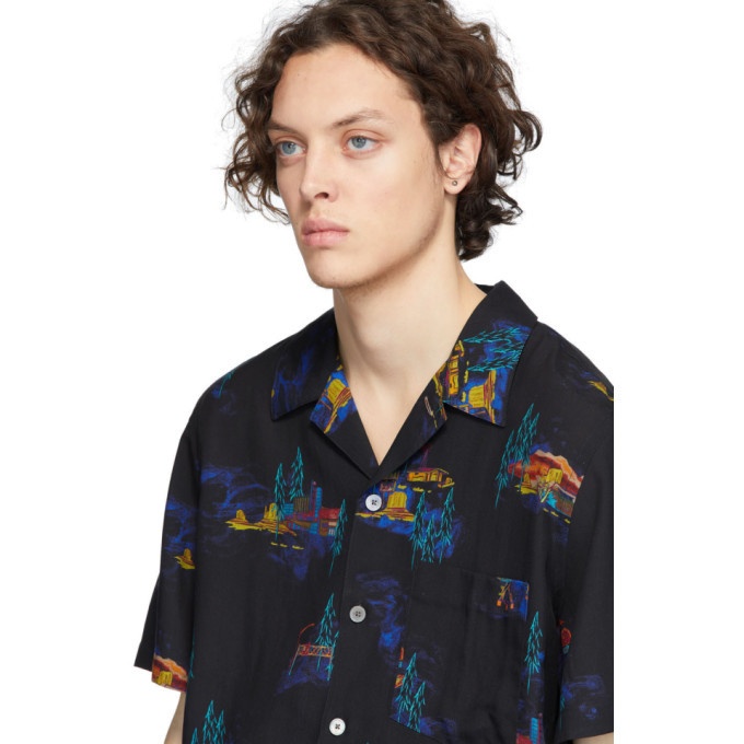 PS by Paul Smith Black Lyocell Cosmic Camp Shirt PS by Paul Smith