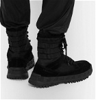 Versace - Logo Webbing-Trimmed Suede and Mesh Boots - Black