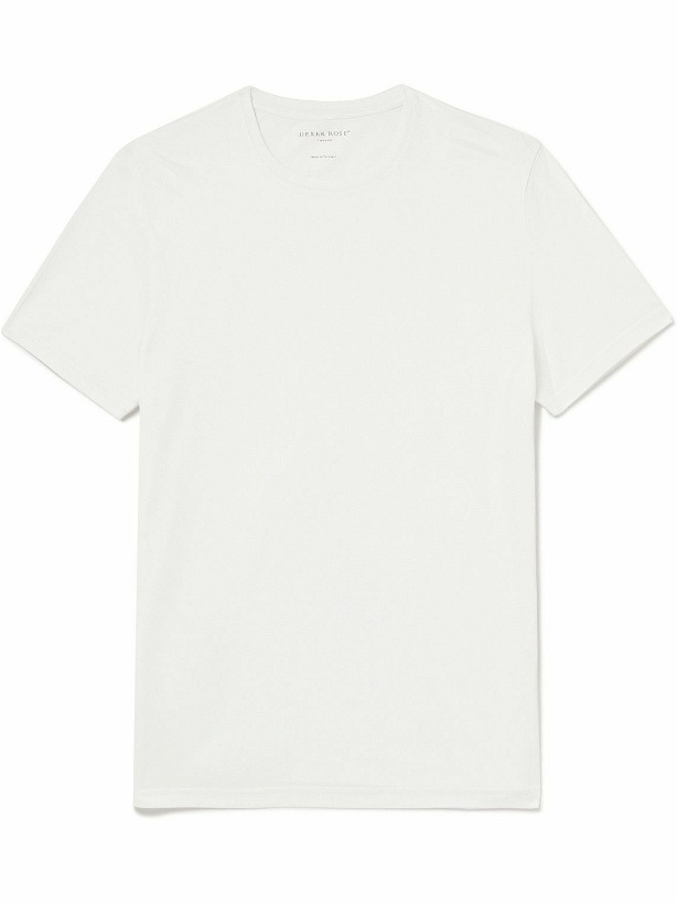 Photo: Derek Rose - Ramsay 1 Stretch-Cotton and TENCEL™ Lyocell-Blend Piqué T-Shirt - White