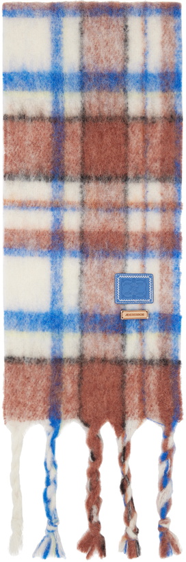 Photo: ADER error Brown & Blue Cland Plaid Muffler Scarf