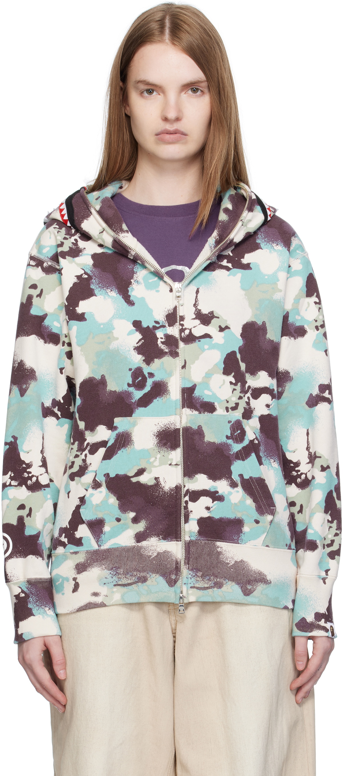 BAPE Multicolor Map Camo Shark Full Zip Hoodie