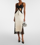 The Attico Cutout lace-trimmed satin midi dress