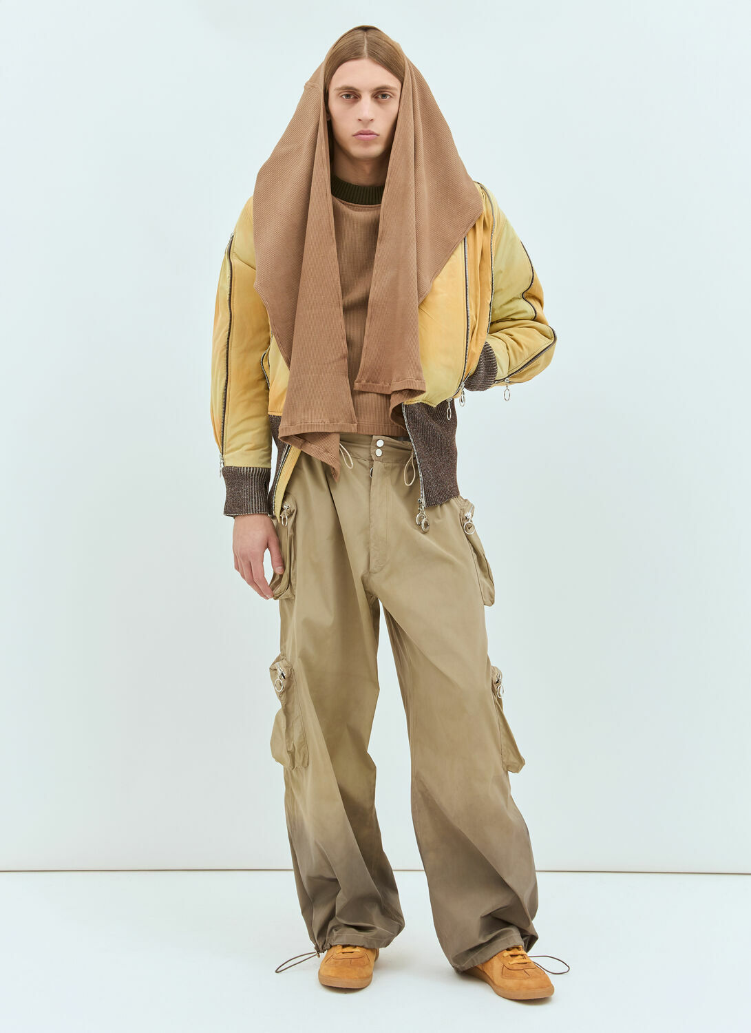 Charlie Constantinou Panelled Waffle Top With Scarf