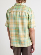 God's True Cashmere - Convertible-Collar Checked Linen Shirt - Green
