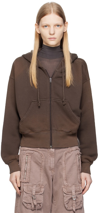 Photo: Acne Studios Brown Dyed Zippered Hoodie