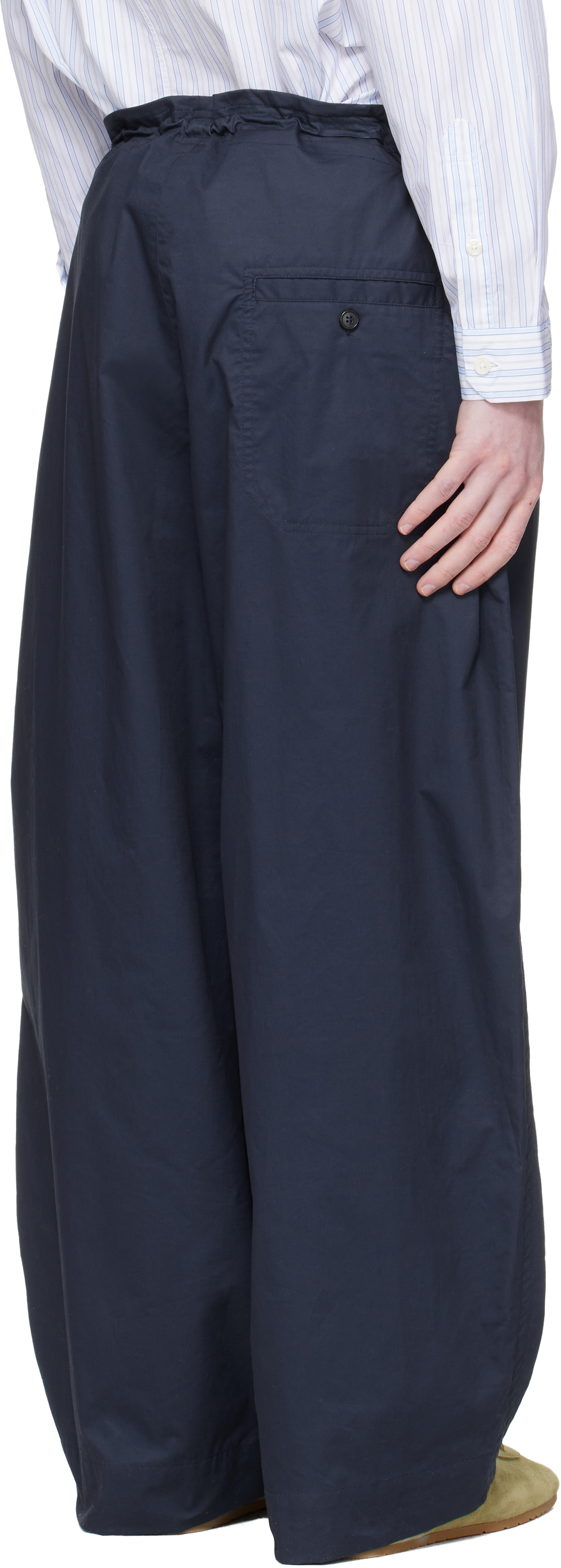 Hed Mayner Navy Drawstring Trousers