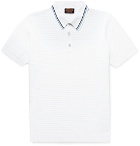 Tod's - Contrast-Tipped Basketweave Stretch-Cotton Polo Shirt - Men - White