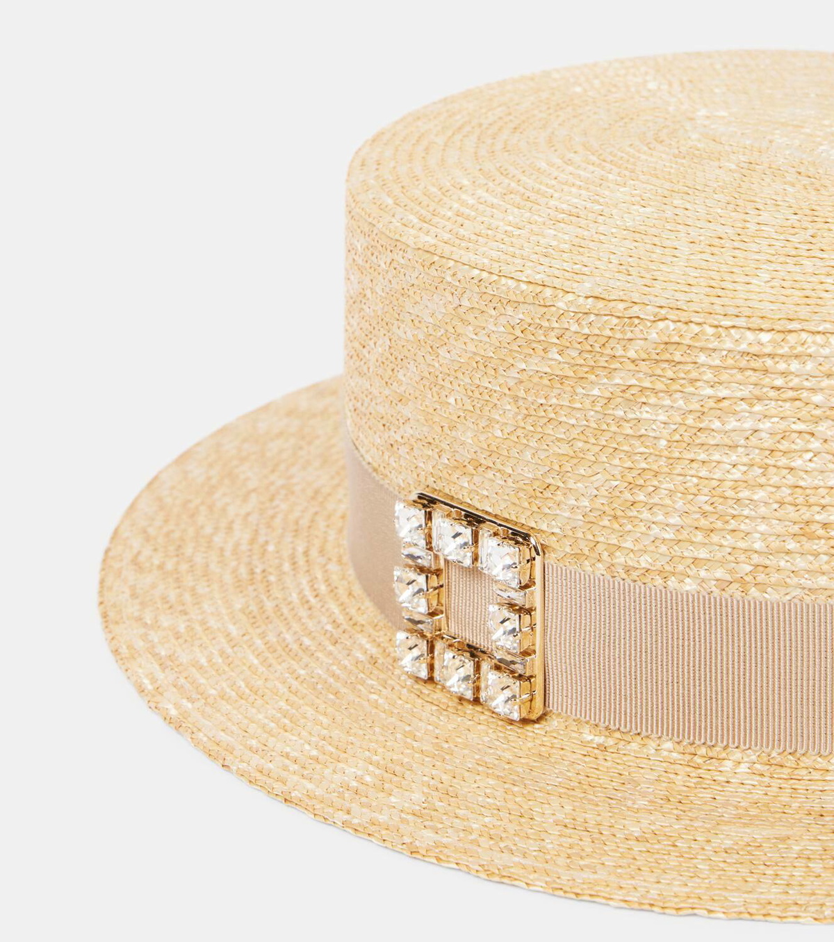 Roger Vivier Très Vivier embellished raffia boater hat