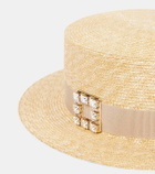 Roger Vivier Très Vivier embellished raffia boater hat