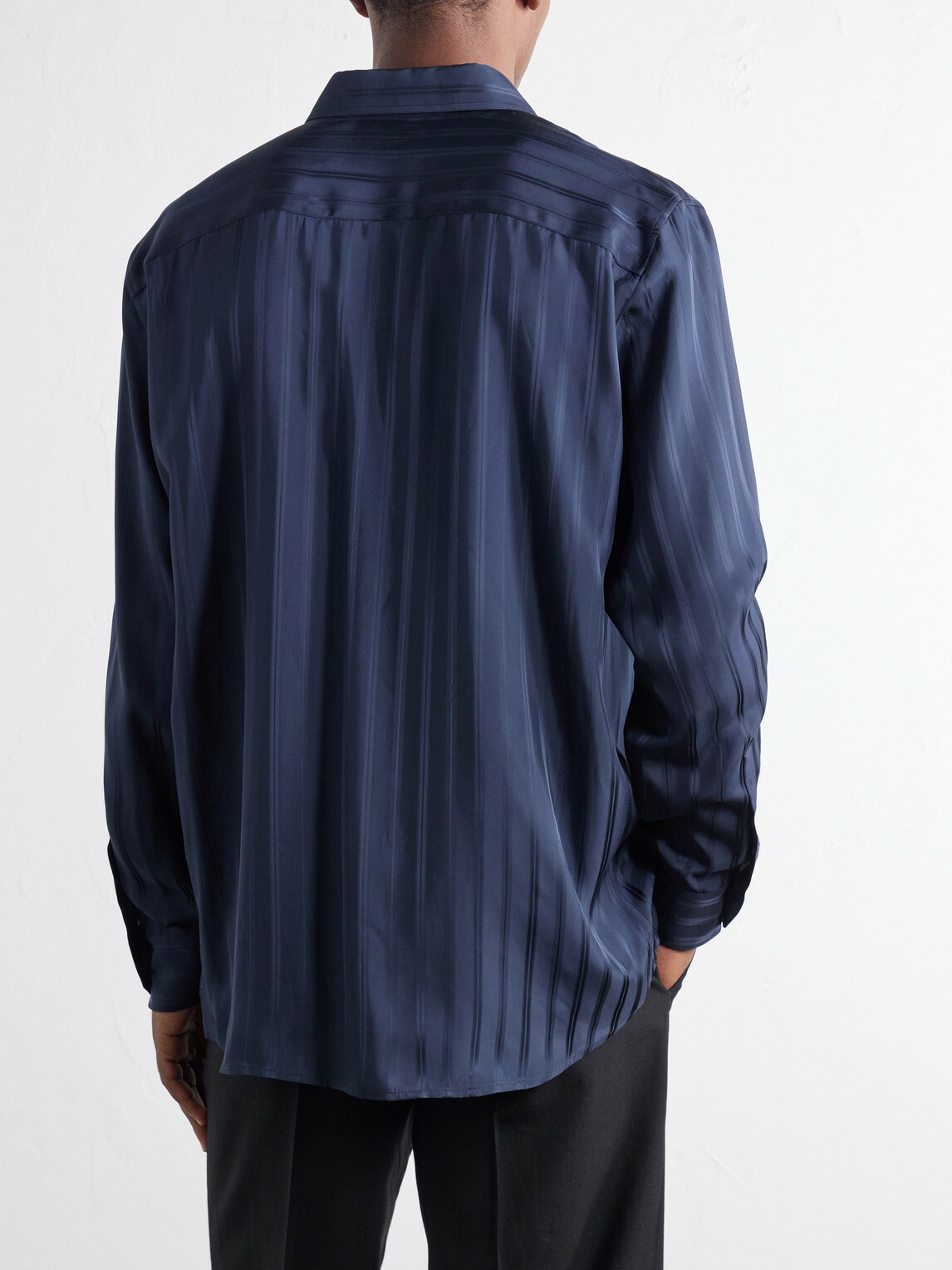 SAINT LAURENT - Striped Jacquard Shirt - Blue