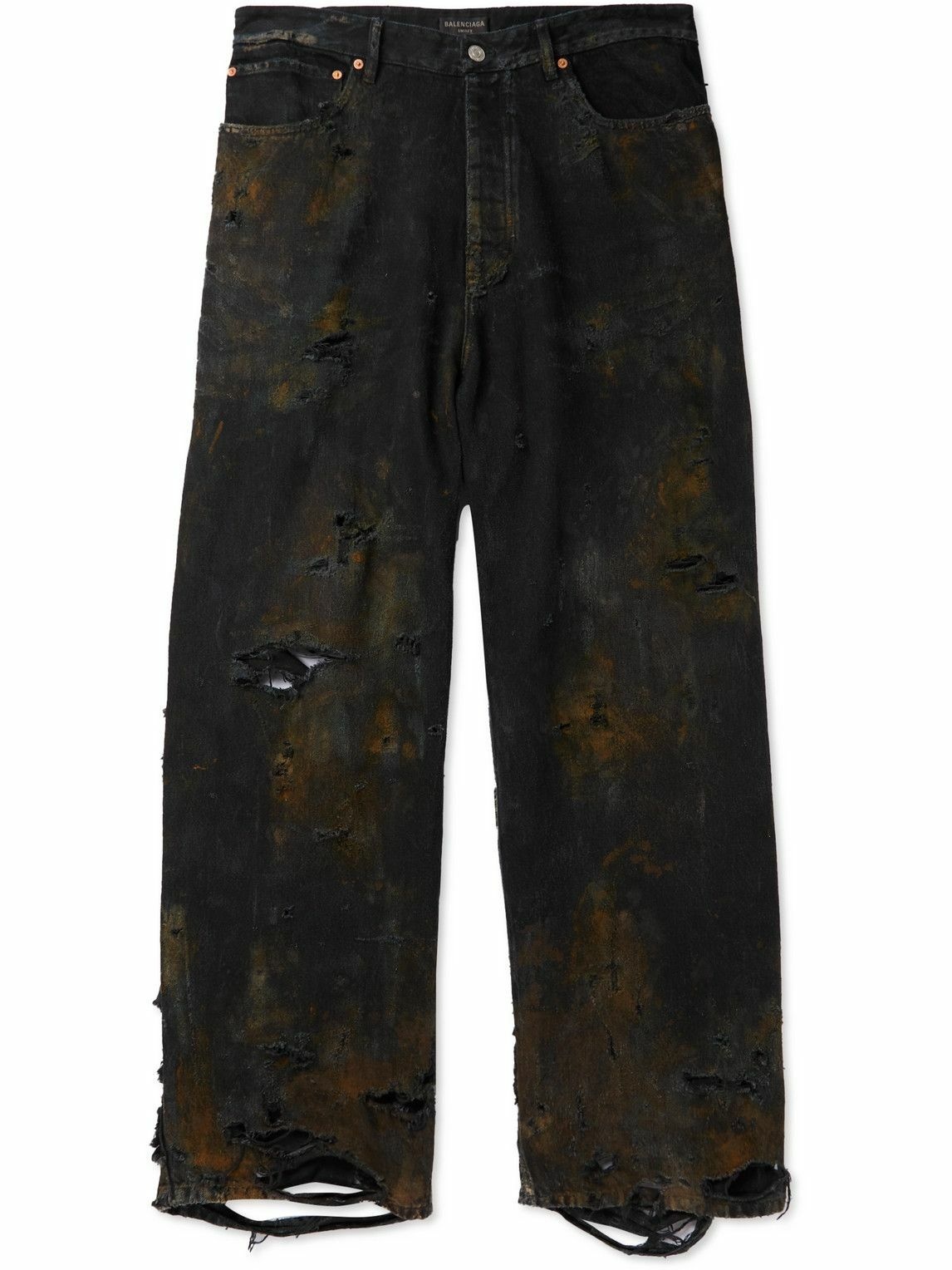 Balenciaga - Super Destroyed Wide-Leg Distressed Jeans - Black Balenciaga