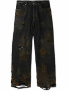 Balenciaga - Super Destroyed Wide-Leg Distressed Jeans - Black